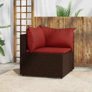 The Living Store Garten-Ecksofa mit Kissen Braun Poly Rattan - Braun
