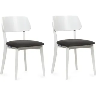 Konsimo Esszimmerstühle 2 St VINIS Gestell aus Massivholz, Graphit, Stoff/Holz, Modern, 47x80,5x45 cm - Grau