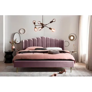 SalesFever »Komfortables Bett für erholsamen Schlaf« Eleganz trifft Komfort: Samt-Bezug, goldfarbene Metallfüße,