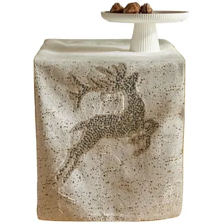 home&you Tischläufer aus Samt Dridis 40x180 cm, Weiß, Weihnachten Deko Tischdecke, Christmas , Kunststoff , 40x1x180 cm , Heimtextilien, Wohntextilien, Tischwäsche, Tischläufer