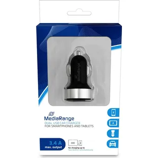 MediaRange KFZ-Ladegerät 3100mA 2x USB-A schwarz/silber