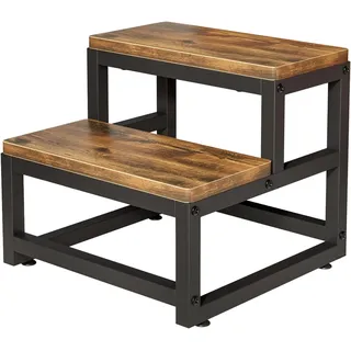 Wooruy Tritthocker aus Holz, stabil und praktisch, 2-Stufen-Hocker für Kinder und Erwachsene, Anti-Rutsch-Funktion, Stabiler Tritt, Sicherer Sitz, Badezimmer, Schlafzimmer, Balkon
