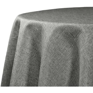 Decomira Tischdecke wasserabweisend Leinen-Optik - Fleckschutz, abwaschbar - Garten-Tischdecke Outdoor, Tischtuch Esstisch - Dunkelgrau - 160 cm Rund