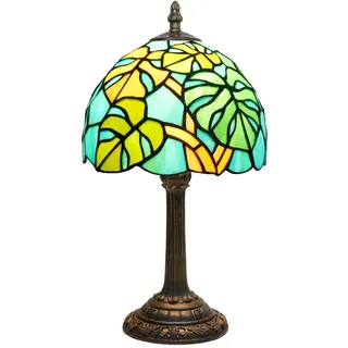 NUODITOS Tiffany Schildkröte Zurück Bambus Palmenblätter Bunt Glas Tischlampe Handgemachte Grüne Nachttisch Nacht Einzigartige Nette Akzent Nachttisch Licht Antike Kunst Handwerk Geschenke Lampe