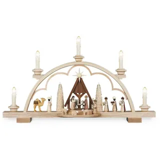 Kleinkunst aus dem Erzgebirge® Müller Schwibbogen Christi Geburt mit Krippe natur elektrisch