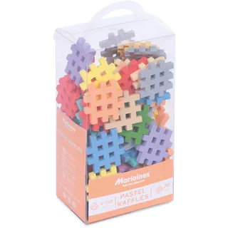 Marioinex Mini Waffel-Pastell-Steine Satz mit 70 Stück - Schaumstoff Bausteine Kinder, Steckbausteine Kinder, Sensorik Spielzeug, Montessori Bausteine