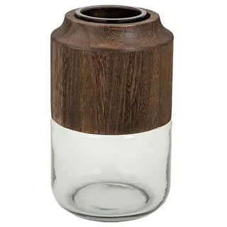 Alexandra House Living Vase, Naturholz, Glas, 14 x 23 x 14 cm