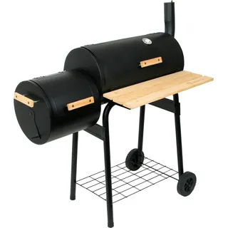 BBQ-Toro BBQ Smoker Grill, Holzkohle Grillwagen, Barbecue Holzkohlegrill mit Feuerbox, Smoker - Schwarz