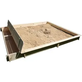 Promadino Holzsandkasten Yanick mit Sitz- & Staukasten weiß