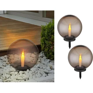 Ausgefallene Solarkugeln 2er SET für den Garten Ø 25cm Leuchtkugeln mit Erdspieß