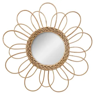 Atmosphera Spiegel aus Rattan, Blumenmotiv, D38
