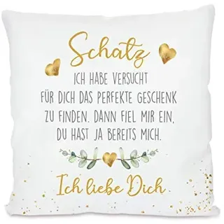 Manufaktur Liebevoll I Kissen mit Sprüchen I Besondere Geschenkidee als Dankeschön, zum Geburtstag und zu Weihnachten (Motiv Schatz ich Habe versucht)