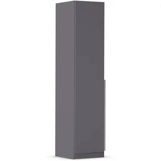 Rauch Möbel Alabama, Kleiderschrank für Schlafzimmer, Kinderzimmer, Wohnzimmer, Garderobe, Flur, 1-türig, mit Zubehör Basic, Farbe Grau metallic, Schwarz, Breite 47 cm