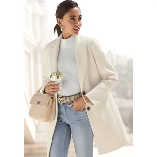 Kurzmantel LASCANA "im klassischen Design mit Knopfverschluss, figurbetont", Damen, Gr. 46, beige (creme), Web, Obermaterial: 100% Polyester. Futter: 100% Polyester, unifarben, figurumspielend kniefrei, Mäntel Kurzmantel, Gefütterter Damenmantel, Blazermantel, Übergangsmantel, casual-chic, Topseller