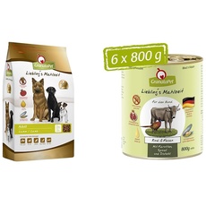 GranataPet Liebling's Mahlzeit Adult Lamm, Trockenfutter für Hunde & Liebling's Mahlzeit Rind & Fasan, Nassfutter für Hunde