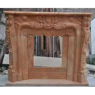 Casa Padrino Luxus Barock Marmor Kaminumrandung Hellrot 150 x 30 x H. 120 cm - Barock Möbel - Hellrot