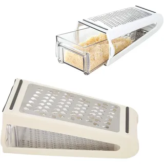 Tissting Käsereibe Mit Behälter, ABS Kunststoff Doppelseitig 22 x 13,5 x 8,5 cm/8,7 x 5,3 x 3,3 Zoll - Praktische Küchenreibe Für Käse, Ingwer, Gemüse Und Obst, Ideal Für Haushalt Und Küchenliebhaber