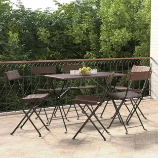 Bistrostühle 6 Stk. Klappbar Braun Poly Rattan und Stahl 3152116 - Braun