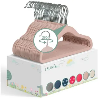 Laleni Kinderkleiderbügel 30 Stück mit Samtbezug - platzsparende Kleiderbügel Kinder - 360° drehbare Kinder Kleiderbügel - rutschfeste Kleiderbügel Kinder samt - Kleiderbügel Baby - Kleiderbügel Rosa