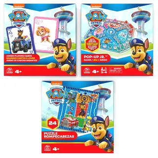 Spin Master PAW Patrol - Spielbündel mit Jumbo Karten - Pop-Up Spiel und 24-teiliges Puzzle