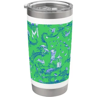 Woodland Creatures Toile Bär Kaninchen Hirsch Fuchs Grün Blau Doppelwandiger Edelstahl-Thermobecher