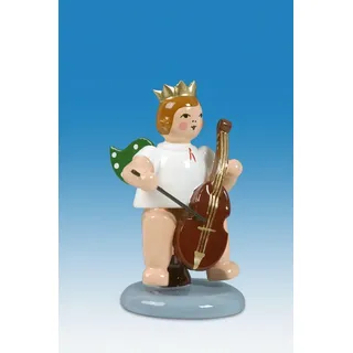 Engelmusikant Engel sitzend mit Gambe ohne Krone Höhe ca 6cm NEU Erzgebirge Holz