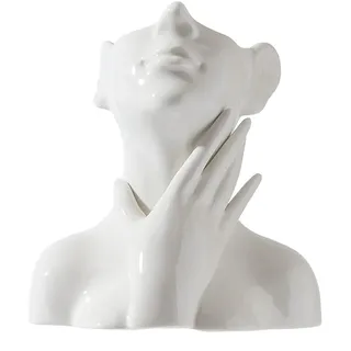 Gesicht Vase aus Keramik, Weibliche Form, Weiß, Moderne Tischdekoration für Wohnzimmer, Büro und Café (Face B)