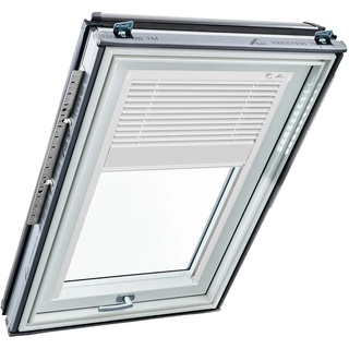 Original Roto Jalousette ZJA für Roto Dachfenster Führungsschiene Weiß Aluminium Jalousie für Roto Dachfenster der Baureihe Designo R6/R8, i8 und Classic K 64/84 mit Größe 065/098 06/09 Farbe Weiß