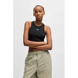 HUGO BOSS Tanktop "Baby Tank", Damen, Gr. XS, schwarz (schwarz 001), Feinripp, Obermaterial: 96% Baumwolle, 4% Elasthan, unifarben, bauchfrei, Rundhals, Tops Tanktop, Cropped-Form