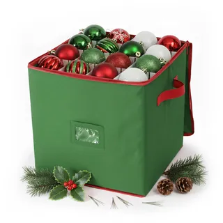 Relaxdays Weihnachtskugel Aufbewahrungsbox, 64 Kugeln, HxBxT: 33 x 33 x 33 cm, Polyester, Pappe, Kugelkiste, Farbwahl