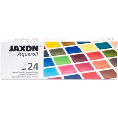 Bild 89924 - Jaxon Aquarell, feine Künstler-Aquarellfarbe im Metallkasten, 24 halbe Näpfchen, leuchtende, intensive Farben,