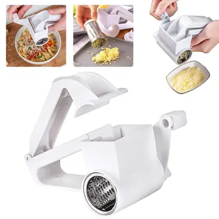 Parmesanreibe Käsereibe Parmesan Käseschneider Draht Parmesanmühle Knoblauchreibe Karottenreibe Käsemühle Käse Reibe mit Kurbel, Weiß