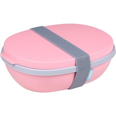 Mepal - Lunchbox Ellipse Duo - Meal Prep Box für Erwachsene & Salatbox zum Mitnehmen - Brotdose für ein gesundes Mittagessen - Ideal für Sandwiches & Salate - 825 ml + 600 ml - Nordic Pink