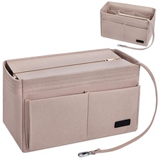 Ropch Handtaschen Organizer, Filz Taschenorganizer Bag in Bag Innentaschen Handtaschenordner mit Abnehmbare Reißverschluss-Tasche und Schlüsselkette (Beige 1, XL)