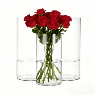 Koelaa 3 Teiliges Set Transparente Acryl-Blumenvasen, Kunststoff-Zylindervasen, Modernes Vasen-Set für Blumenarrangements, Tischdeko, Einweihungsparty & Hochzeitscenterpieces(10x30 & 12x40 & 15x40cm)
