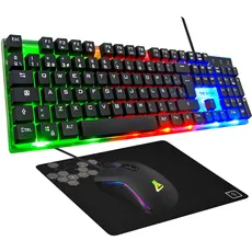 G-Lab Combo Yttrium - Set mit Tastatur und Maus, 3-in-1-Kombination mit QWERTY-Gaming-Tastatur, 105 Tasten, Gamer-Maus 2600 DPI, Gamer-Mauspad, PC/PS4/PS5