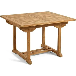 SAM Teak-Holz Gartentisch, Balkontisch Madera, 120-170 x 120 cm, massiver ausziehbarer Holztisch für Ihren Balkon oder Garten, Braun