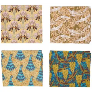 Homescapes Patchwork-Stoffpaket Art Déco IV – Fat Quarter 4er-Set, 100% Baumwolle , Multicolor , Textil , Kunstzeichnung , Quadratisch , 50x55 cm , Heimtextilien, Vorhänge, Vorhangstoffe, Stores