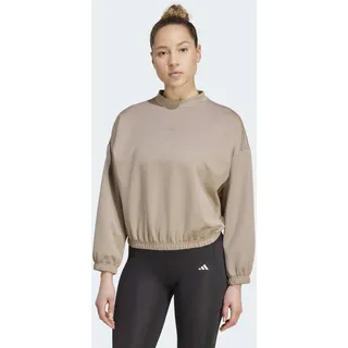 Sweatshirt ADIDAS PERFORMANCE "YOGA ESSENTIALS COVER-UP", Damen, Gr. M, chalky braun, Obermaterial: 73% Polyester, 19% Baumwolle, 8% Elasthan, Rundhals, angesetztes Bündchen, Sweatshirts Sweatshirt