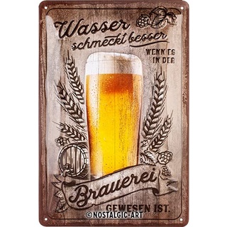 Nostalgic-Art Blechschild, 20 x 30 cm, Wasser schmeckt besser – Geschenk-Idee für Bier-Fans, aus Metall, Vintage Design mit Spruch, Blechschilder Sprüche, Bier-Deko