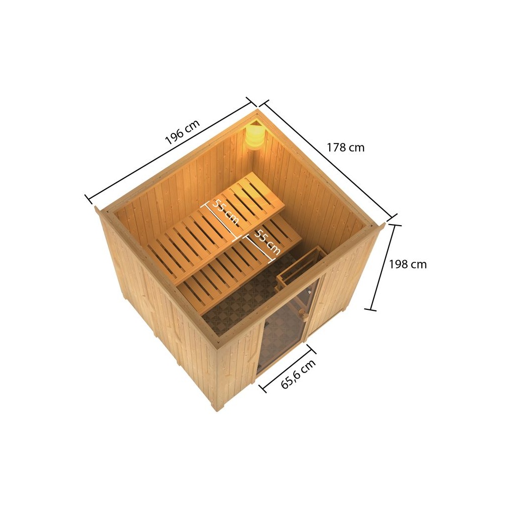 Bild von Sauna Tromsö inkl. 9 kW Bio-Ofen mit ext. Strg., Glastür Bronziert