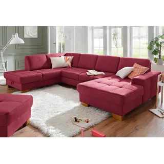 Home Affaire Wohnlandschaft »Puccini U-Form« mit Federkern, Sitztiefenverstellung, Kontrastnaht, rot