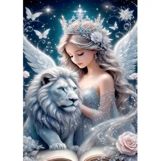 Auremi DIY Prinzessin Diamant Painting Bilder für Erwachsene Anfänger,5D Löwe Diamond Painting Set,DIY Runde Steine Diamant Kunst Kits,Diamant Painting für Zuhause Dekor 30x40 cm