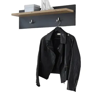 Furn.Design Garderobenpaneel Kastanie und grau Fresco , Flur Wandgarderobe, 80 x 23 cm , Kastanienfarben, Grau , Holzwerkstoff , Nachbildung,Kastanie , Uni , 80x23x18 cm , Garderobe, Garderobenpaneele