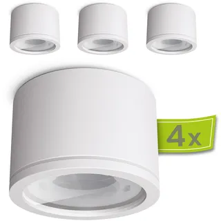 linovum NUHA Aufbauspot weiß Bad IP44 mit Fassung für 1x GX53 - Badezimmer Aufbauleuchte Spot Ø 90 mm Aluminium Deckenstrahler