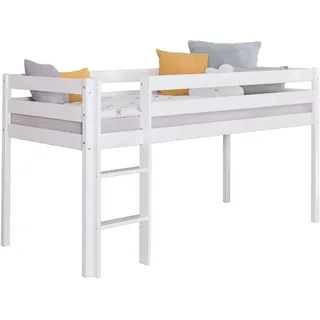 TICAA Hochbett Malte 90 x 200 cm Kiefer massiv weiß