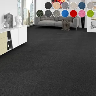 MY HOME Teppichboden »Zephyra, Schlinge, Made in Netherlands« rechteckig 8 mm Höhe Uni Farben, Breite 400 cm, strapazierfähig, Wohnzimmer, Schlafzimmer, schwarz