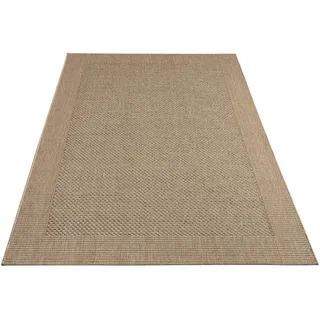 Paco Home In-& Outdoor Teppich Balkon Terrasse Küchenteppich Sisal Optik Bordüre Einfarbig Beige, 120x170 cm
