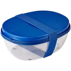 Mepal - Salatbox Ellipse - Salat-Lunchbox mit mehreren Fächern - Bento-Box für Salate unterwegs - Gesundes Mittagessen & Lifestyle - Plastik Meal Prep Box - 1300 ml + 600 ml - Vivid blue
