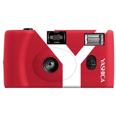 Yashica MF1 rot Kleinbild Kamera Set (Kamera+eingeletem Film+Batterie+Tragegurt) eine NACHHALTIGE nachladbare Einwegkamera